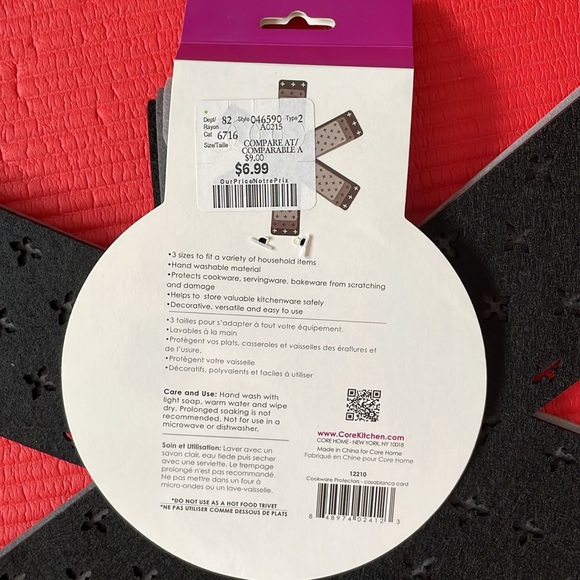 🛍 Bundle Deal! 3 piece cookware protection pads gray/charcoal/black - Picture 3 of 4